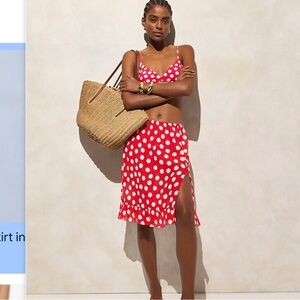 J. Crew Red and White Polka Dot Skirt